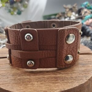 Cara Brown New York Leather Bracelet with Silver Accents B3430